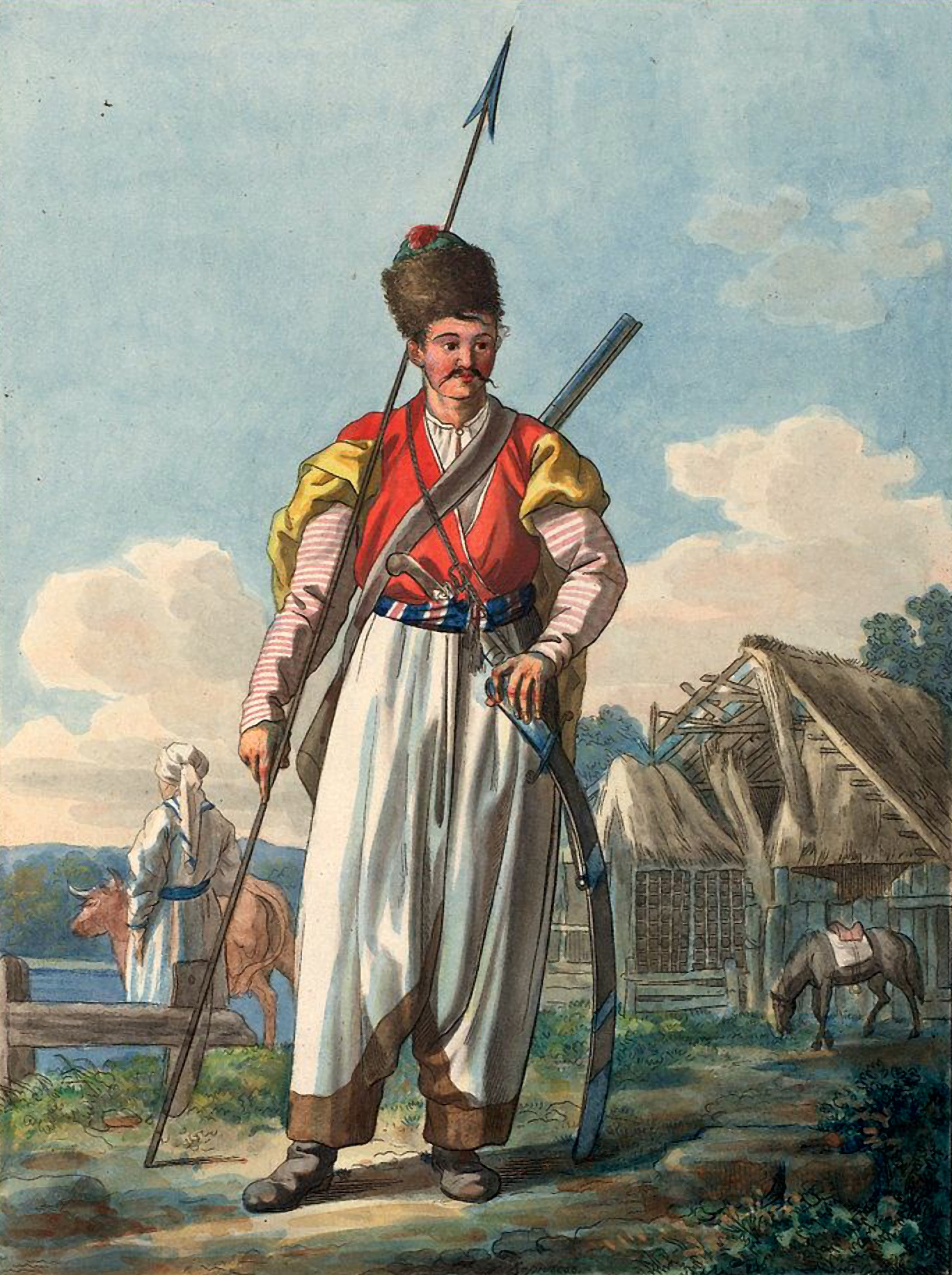 Картина художника Е. М. Корнеева «Черноморский казак», 1812 год