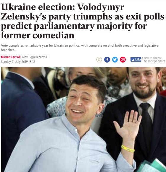 Ukraine election: Volodymyr Zelensky's party triumphs as exit polls predict parliamentary majority for former comedian
