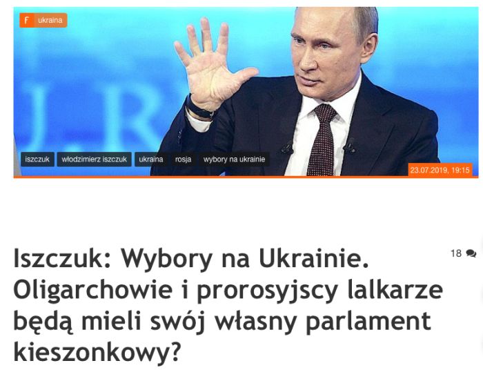 Iszczuk: Wybory na Ukrainie. Oligarchowie i prorosyjscy lalkarze będą mieli swój własny parlament kieszonkowy?