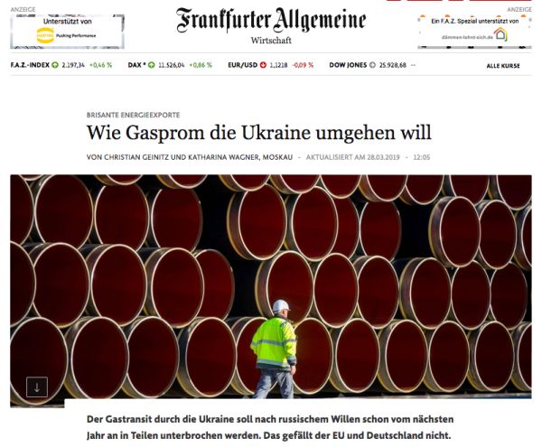 Frankfurter Allgemeine Zeitung о газовом транзите через Украину