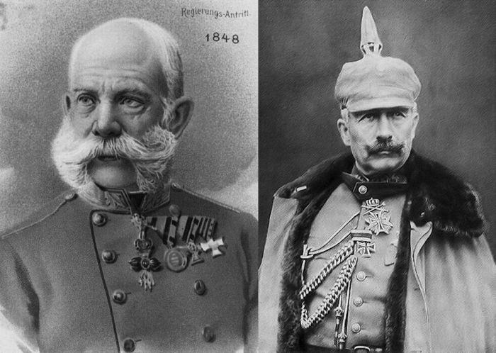 Император Австро-Венгрии Франц-Иосиф I и германский император Вильгельм II – зачинщики Первой мировой войны.
