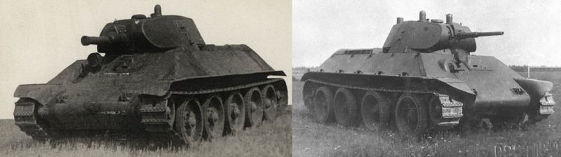 Опытные танки «А-32» (слева) и «А-20», предшественники «Т-34».