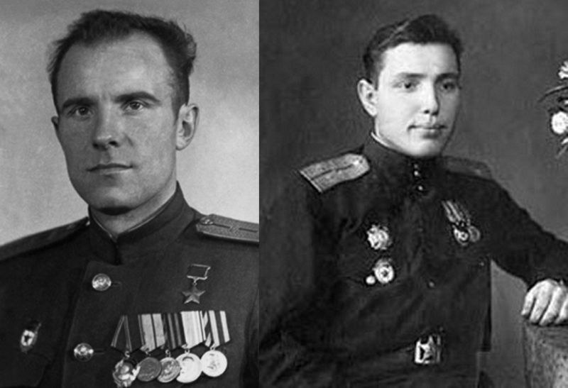 Одни из лучших танкистов Великой Отечественной войны, сражавшихся на «Т-34» А.П. Оськин (слева) и А.М. Фадин.