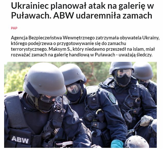 Украинский гражданин готовился устроить теракт в Польше