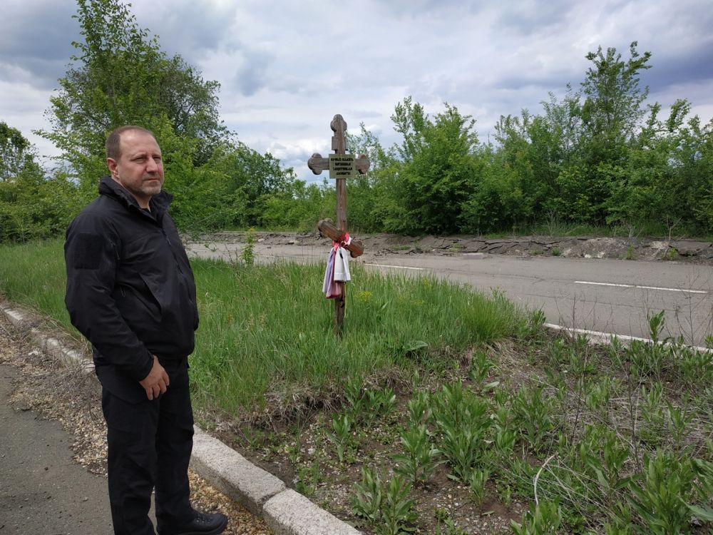 Александр Ходаковский на месте гибели добровольцев в районе ДАП