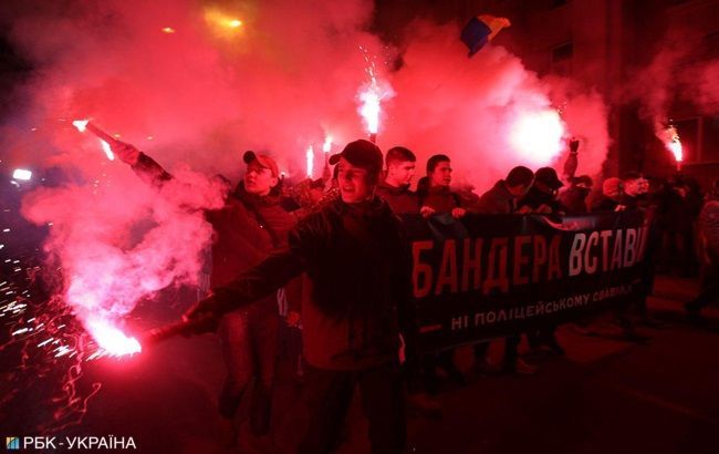 Акция националистов в Киеве «Бандера, вставай».