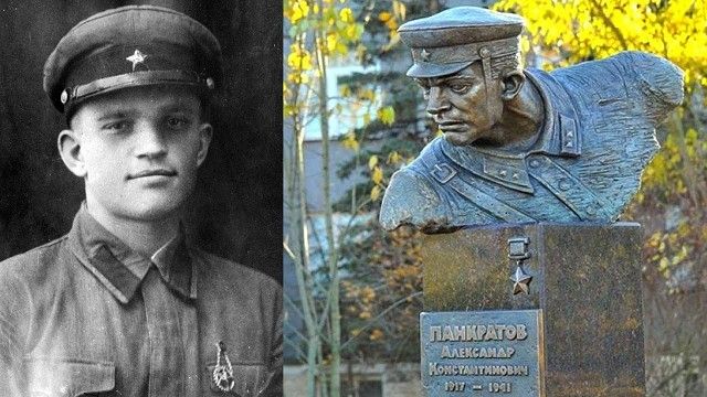 Фото и бюст Героя Советского Союза политрука Александра Панкратова