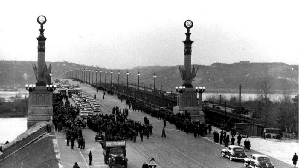 Торжественное открытие моста Патона, 1953 год