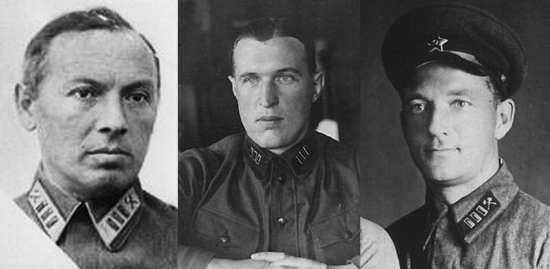 Создатели «Катюши» И.Т. Клеймёнов, Б.С. Петропавловский, Г.Э. Лангемак (на фото слева направо). 