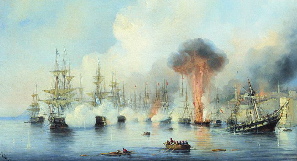 Синопский бой 18 ноября 1853 года. Художник Алексей Боголюбов