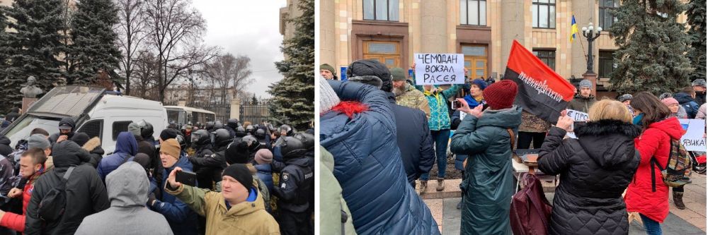 Нападение националистов на митинг в Харькове