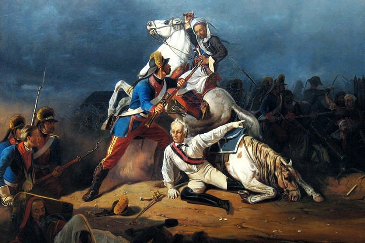 Спасение генерал-аншефа А.В.Суворова гренадёром Степаном Новиковым в сражении при Кинбурне 1 октября 1787 года на картине К.Кеппена