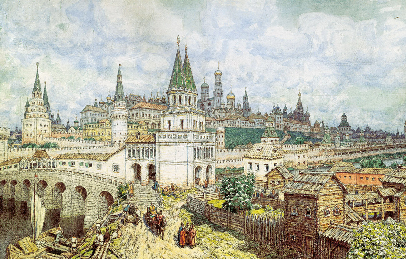 Расцвет Кремля. Всехсвятский мост и Кремль в конце XVII века на картине А.М. Васнецова