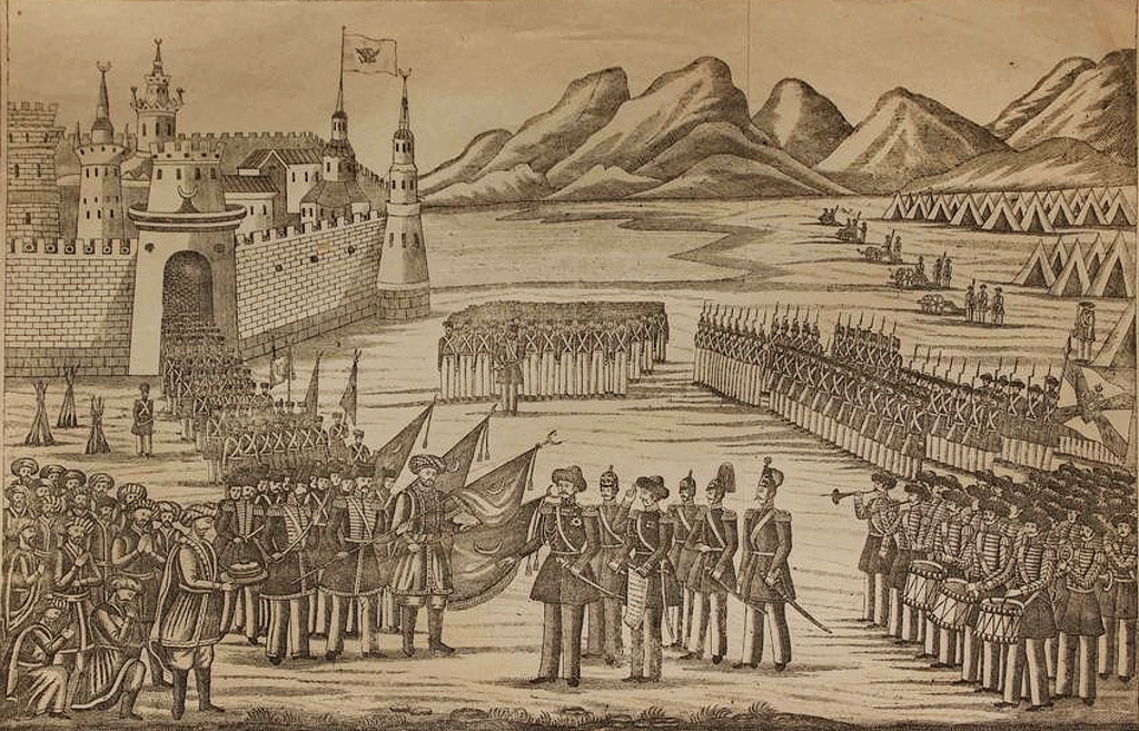 Лубочная картина, изображающая капитуляцию Карса в 1855 году