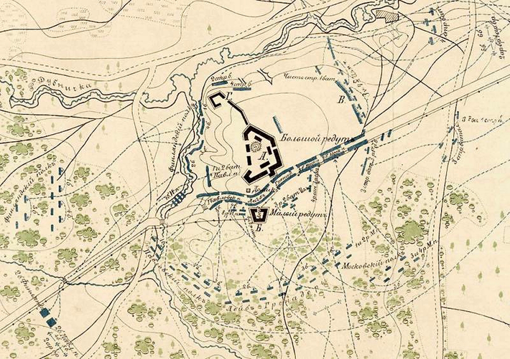 Карта сражения за Горный Дубняк с указанием расположения сторон