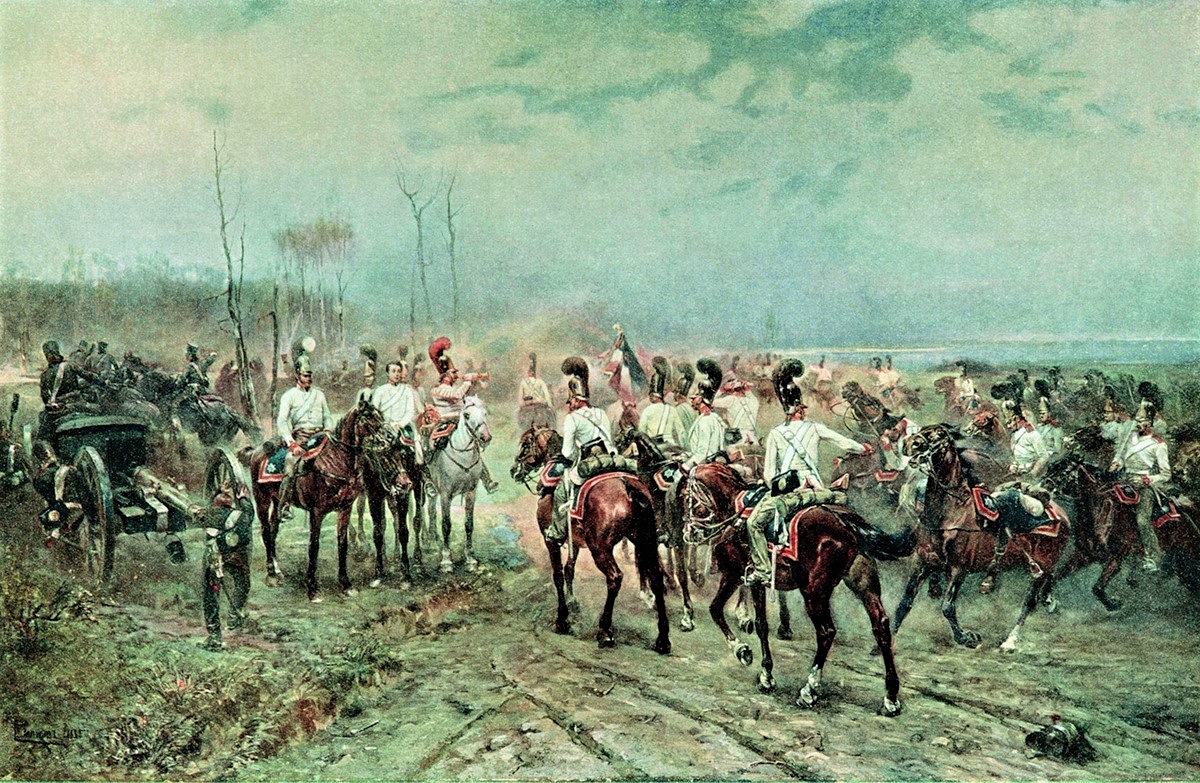 Н.С. Самокиш «Возвращение русских кавалергардов после атаки на французов под Аустерлицем»