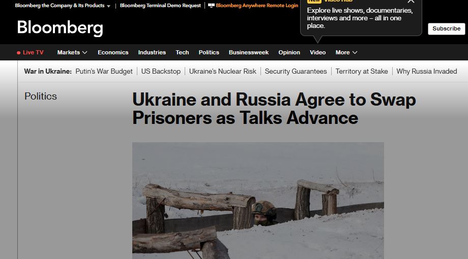 Bloomberg: Россия и Украина договорились об обмене пленными