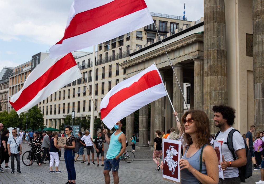 Акция в поддержку белорусских протестов в Берлине