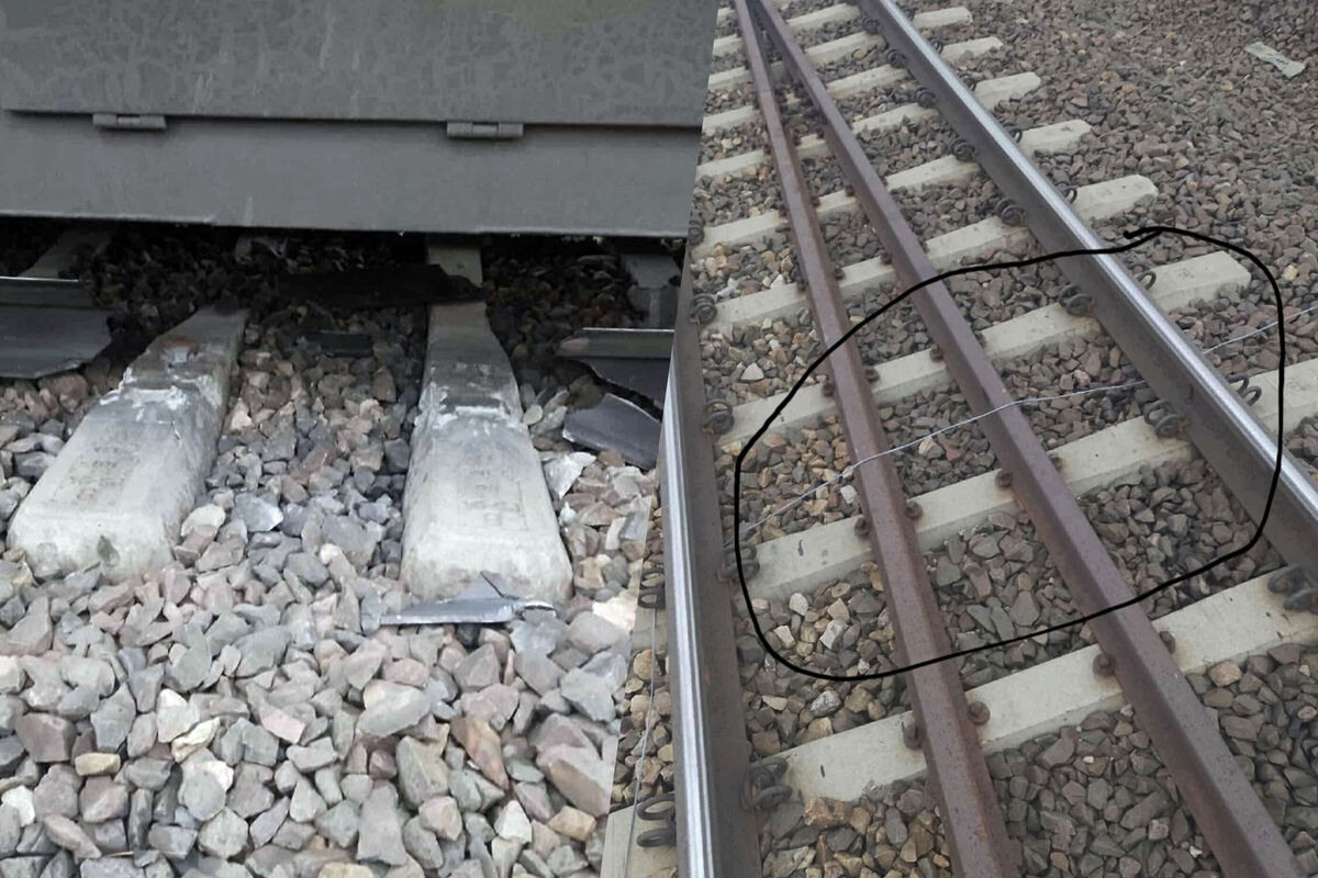 Фото повреждённых путей на линии Варшава – Люблин