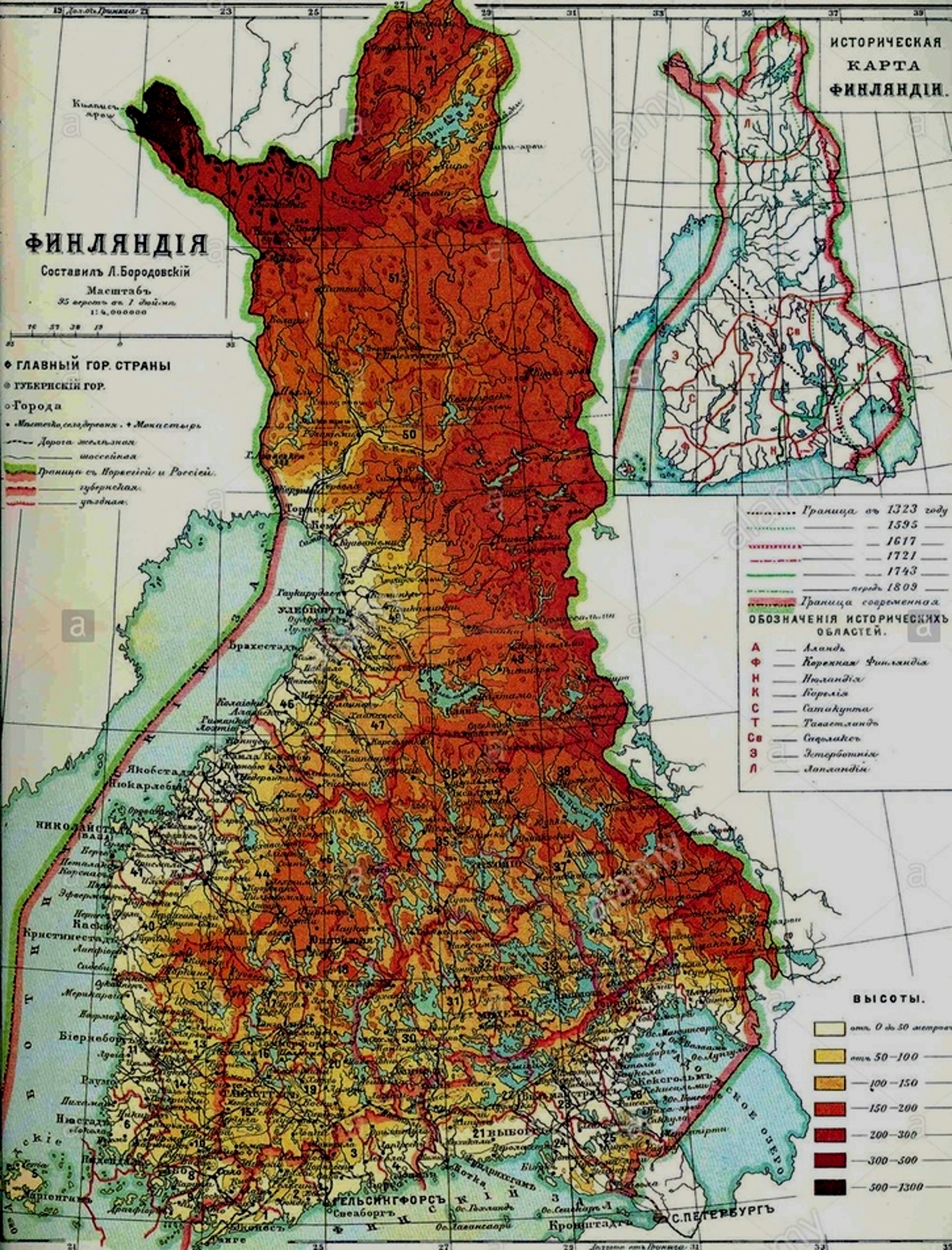 Карта русской Финляндии под редакцией Л. Бородовского.