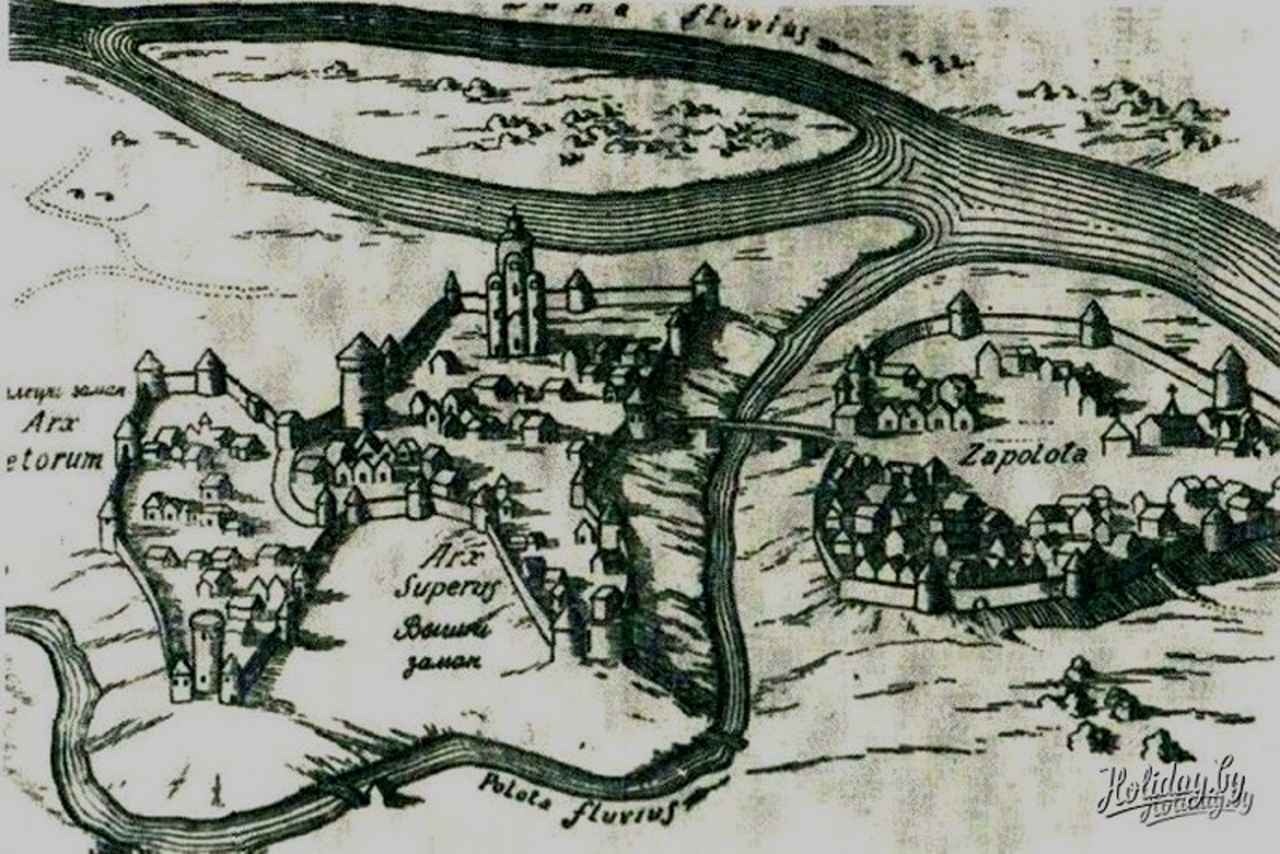 Подробный план города-крепости Полоцка на гравюре XVI века
