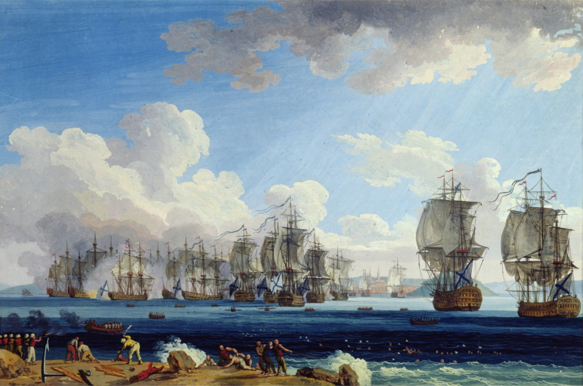 «Отступление турецкого флота в гавань Чесмы», Я.Ф. Хаккерт