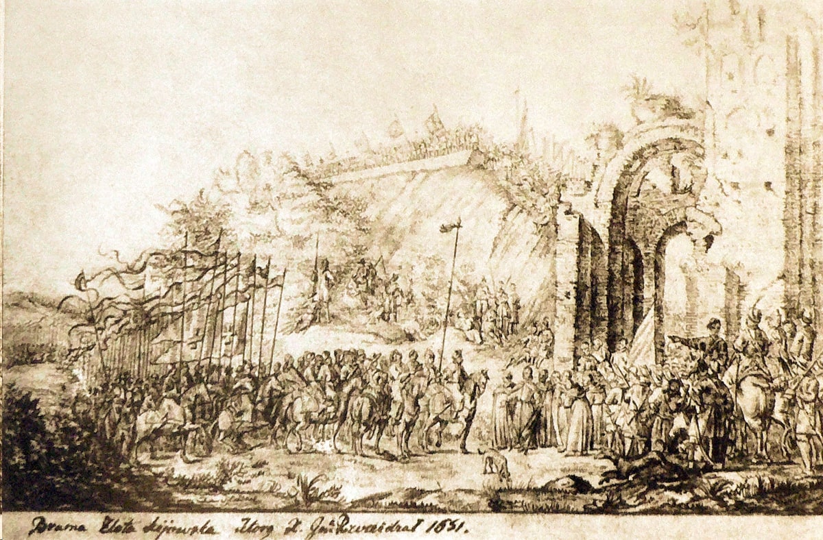Торжественный въезд Радзивилла через Золотые ворота. Рисунок Абрахама ван Вестерфельда (1651) 