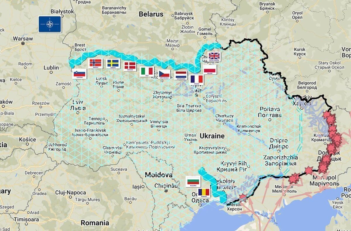 Карта возможного размещения иностранных войск на Украине