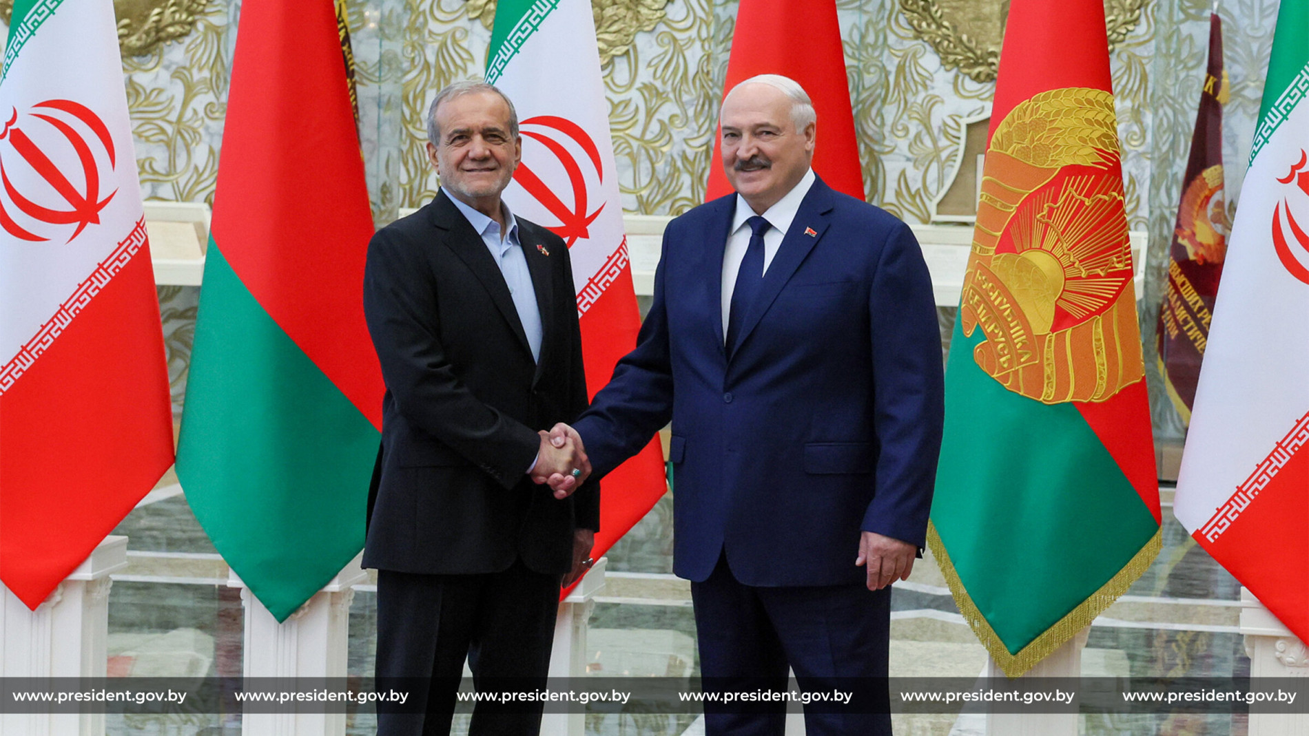 Встреча Александра Лукашенко с президентом Ирана Масудом Пезешкианом в августе 2025 года