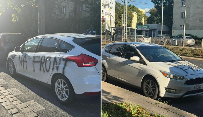 Разрисованная во Вроцлаве машина украинца.