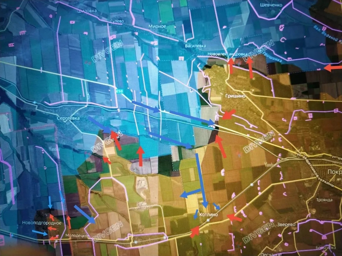 Карта СВО 26 марта 2026 года. Красноармейское направление.