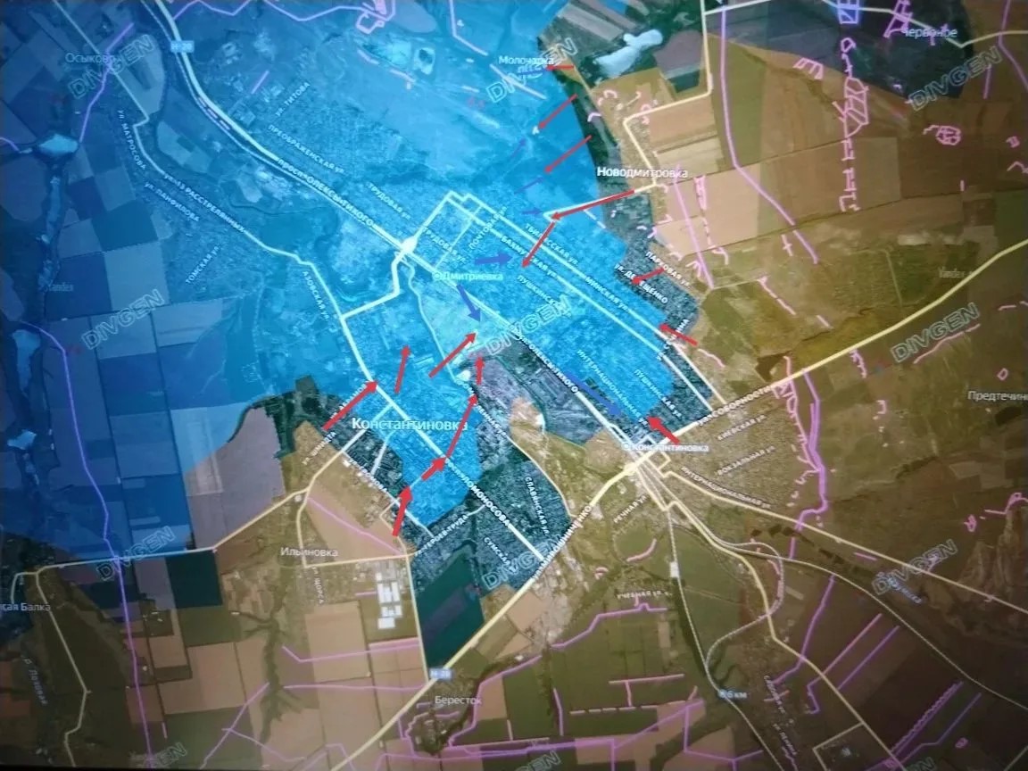 Карта СВО 26 мая 2026 года. Константиновское направление.