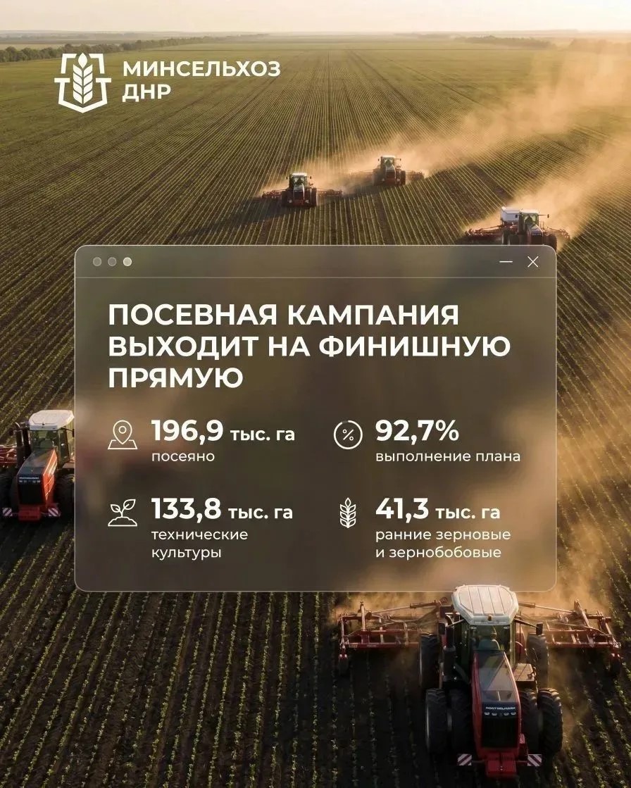 Аграрии выполнили более 92% плана, сообщили в Минсельхозе ДНР