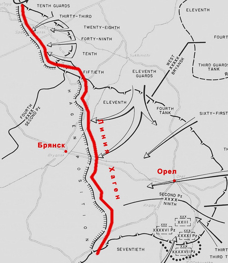Оборонительная линия «Хаген» на карте