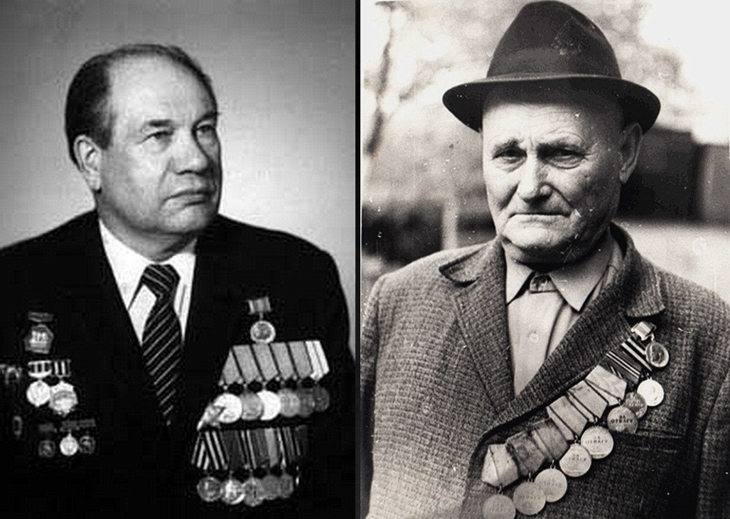 С.В Грецов (справа), награждённый шестью, и С.М. Зольников (пятью) медалями «За отвагу» 