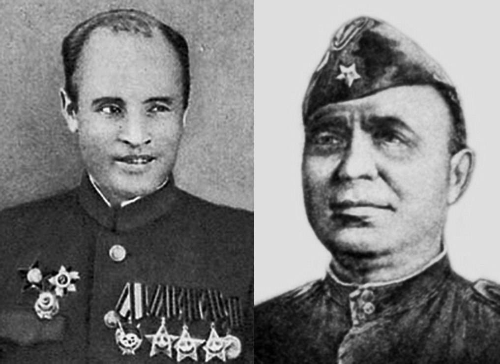 К.К. Шевченко (слева) и М.Т. Питенин: первые полные кавалеры ордена Славы 