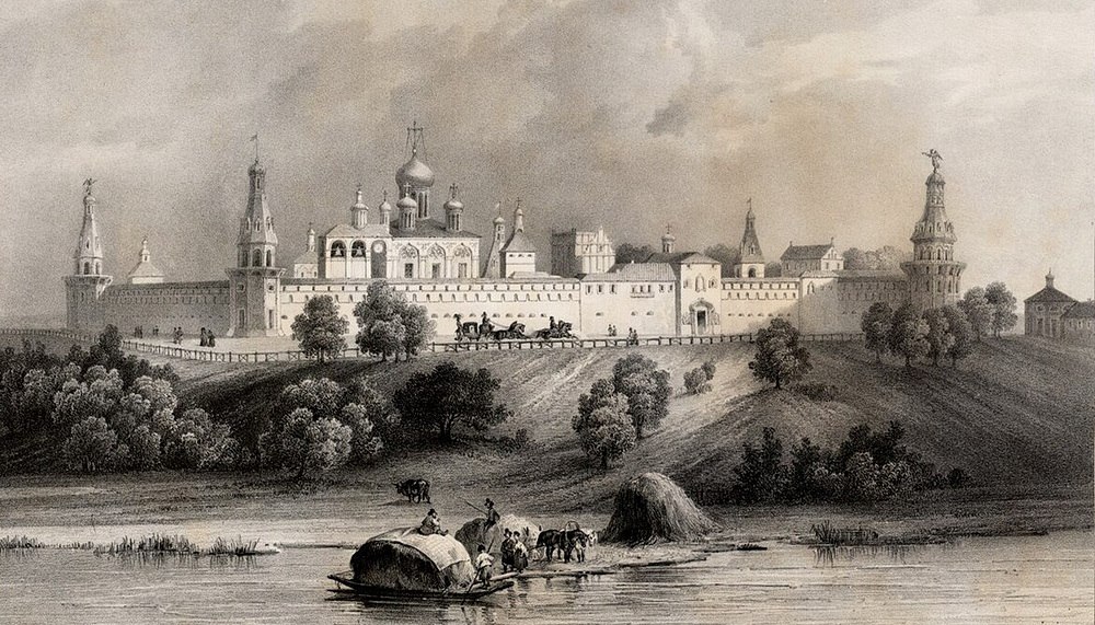 Вид Симонова монастыря с реки. Рисунок около 1832-1834 года