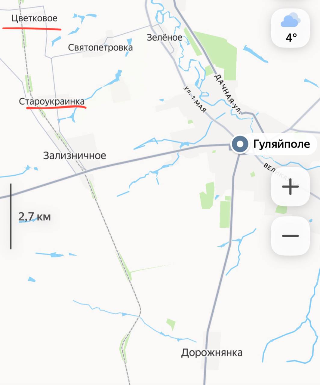 Карта СВО на Запорожском направлении, 12 февраля 2026 г.