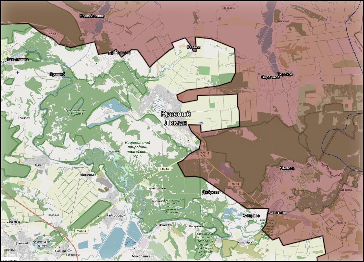 Карта СВО 9 марта 2026 года. Краснолиманское направление.