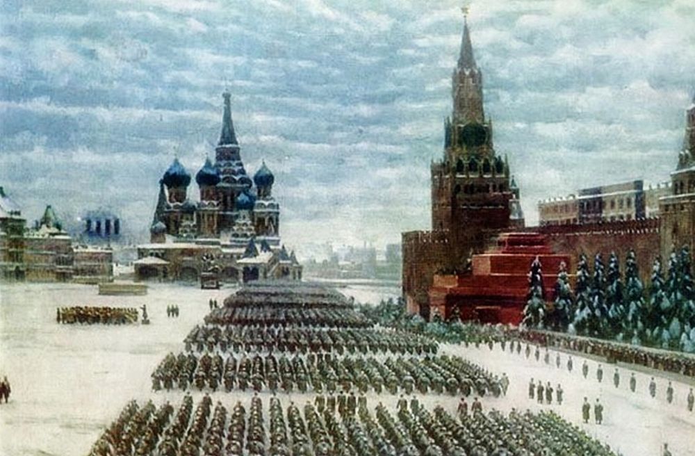 Парад на Красной площади 7 ноября 1941 года. Художник Константин Юон