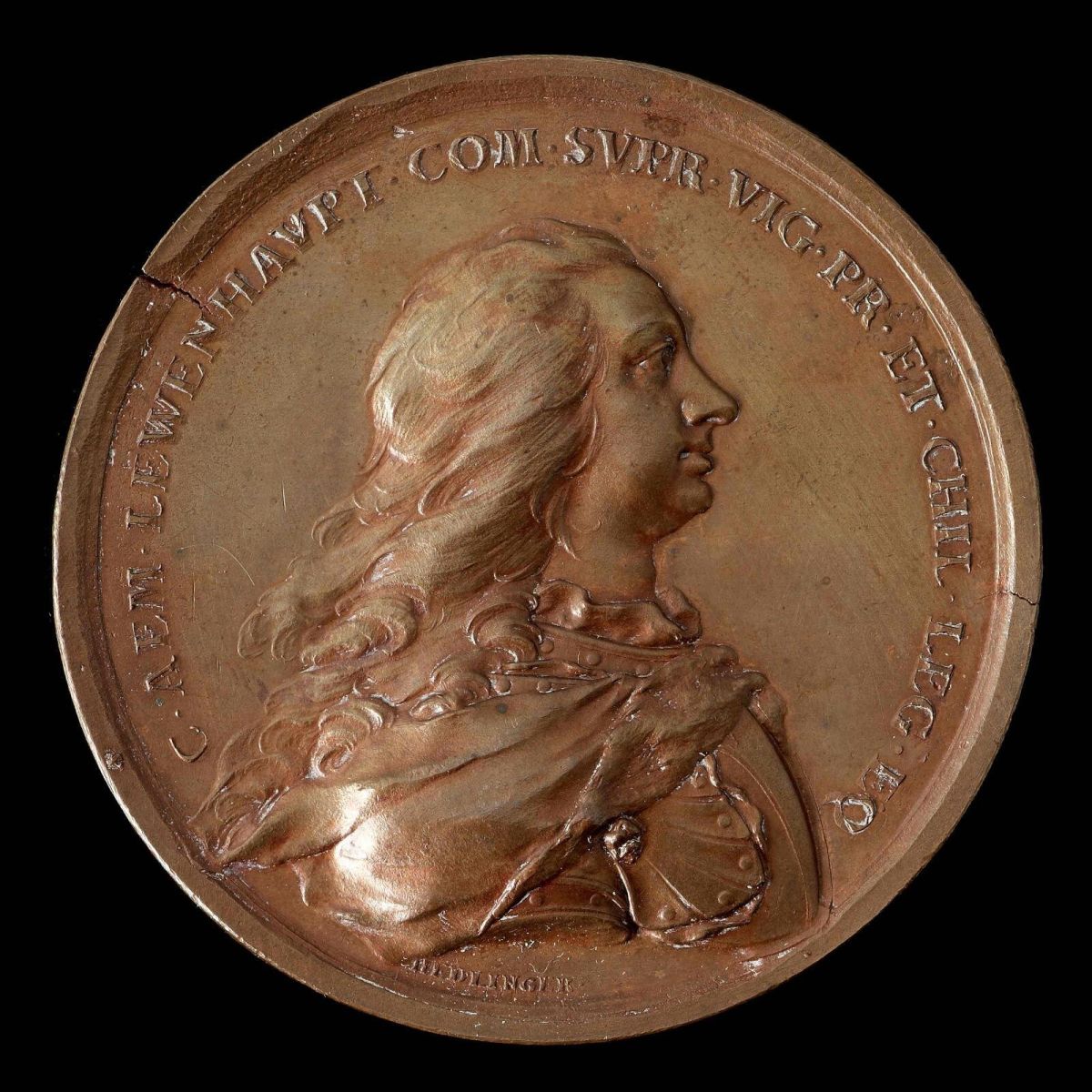 Шведский главнокомандующий Карл Эмиль Левенгаупт на медали 1734 года