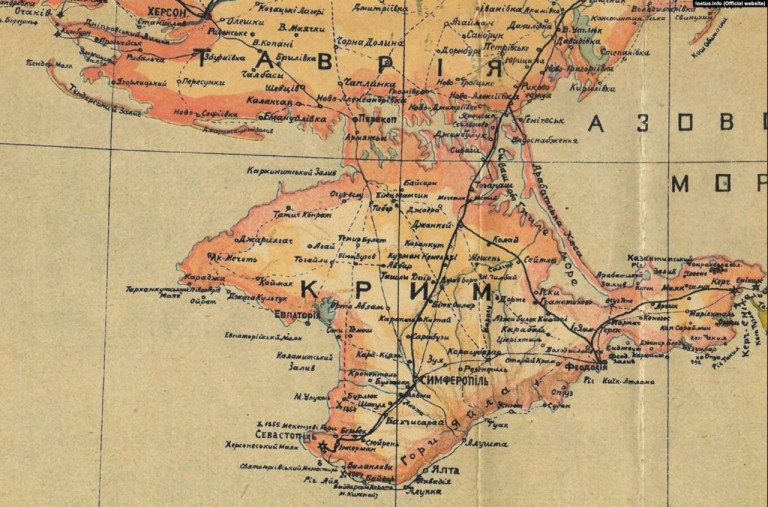 Крым на карте Украины в 1918 году, составленной Степаном Рудницким