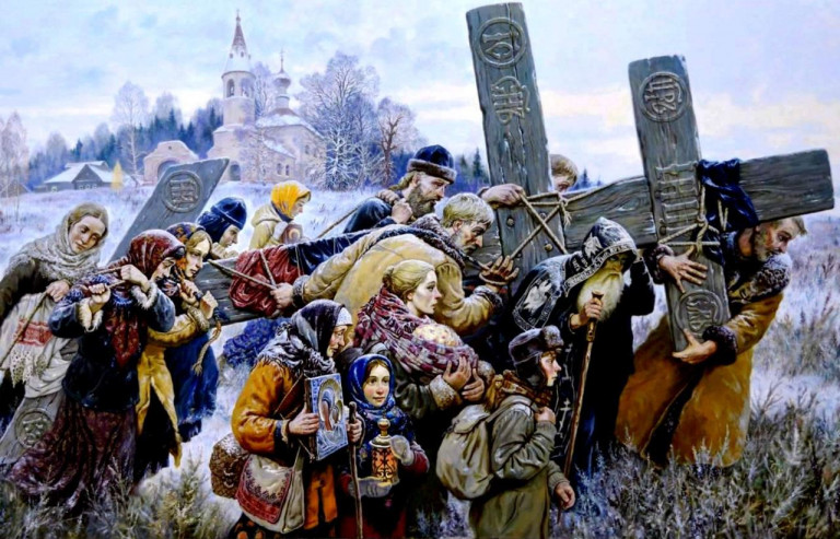 Заглавная иллюстрация: «Несение креста», В. Бычков
