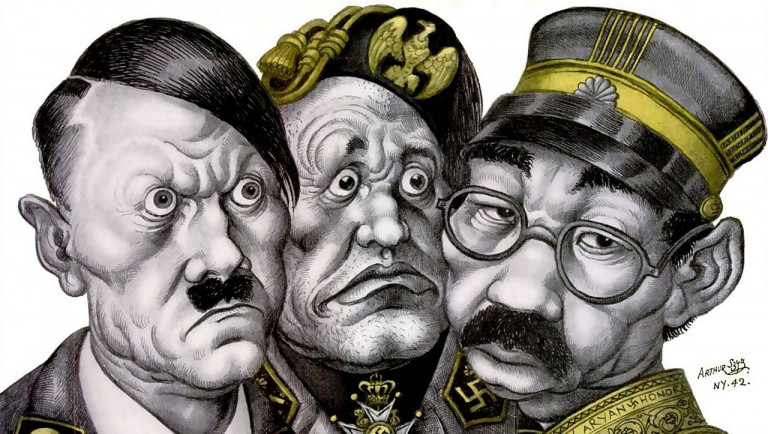 На заглавном фото: Гитлер, Муссолини и Хирохито, карикатура