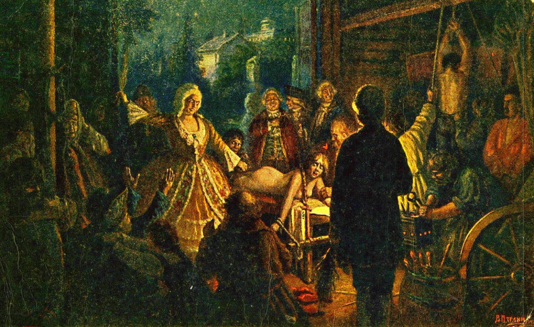 Заглавная иллюстрация. Открытка П.Н. Пчелина - Салтычиха.