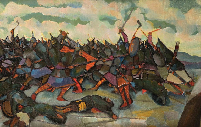 Заглавная иллюстрация: "Битва при реке Немига", М. Филиппович, фрагмент, 1922 г.