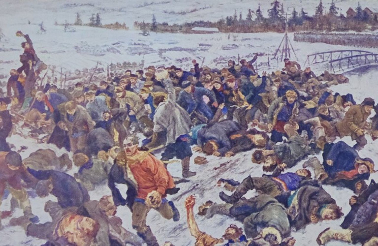 Заглавное фото: Картина А.В. Моравова «Ленский расстрел» (1923, Музей имени Ленина)