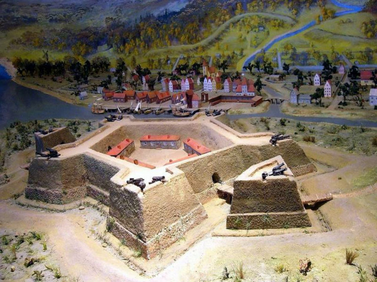 Заглавная иллюстрация: Музейный макет крепости Ниеншанц в устье Охты и города Ниенштадт на обоих берегах ранее впадавшей в Охту реки Чернавки