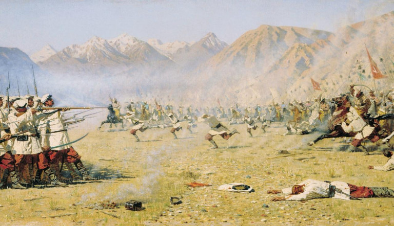 Заглавная иллюстрация. Картина Верещагина «Нападают врасплох» из туркестанской серии