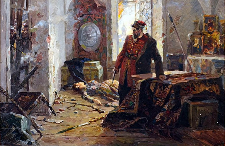 Заглавная иллюстрация Художник Курочкин Г.Е. Смерть Кондратия Булавина